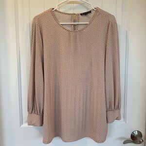 ADRIANNA PAPELL Ladies Long Sleeve Blush Blouse with Polka Dots Size Large